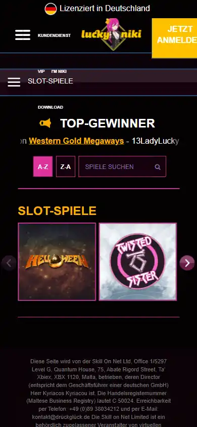 LuckyNiki Casino DE screenshot 4