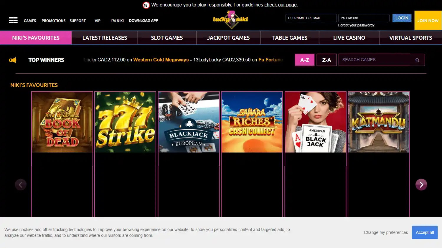 LuckyNiki Casino IN screenshot 3