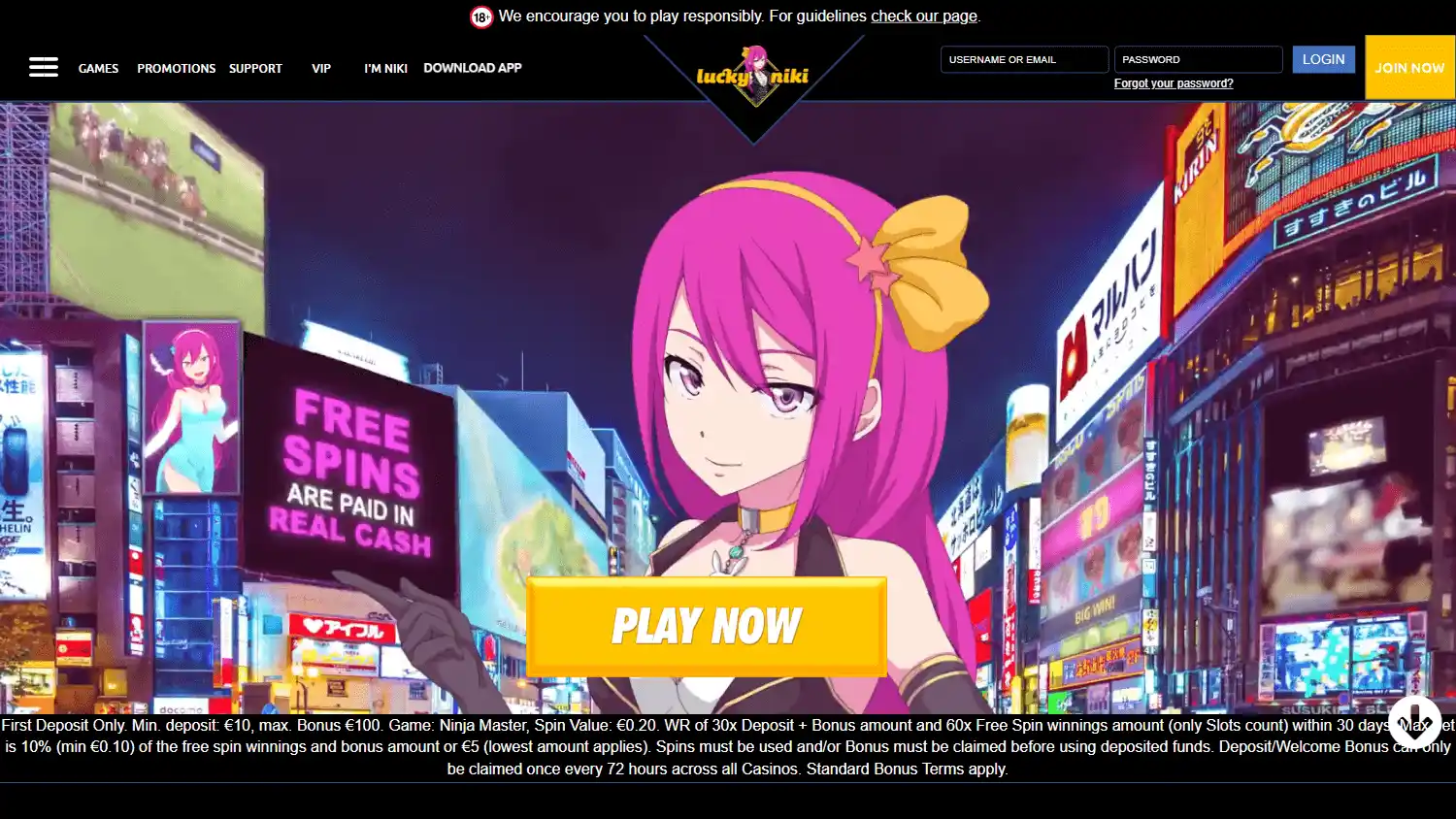 LuckyNiki Casino UK screenshot 2