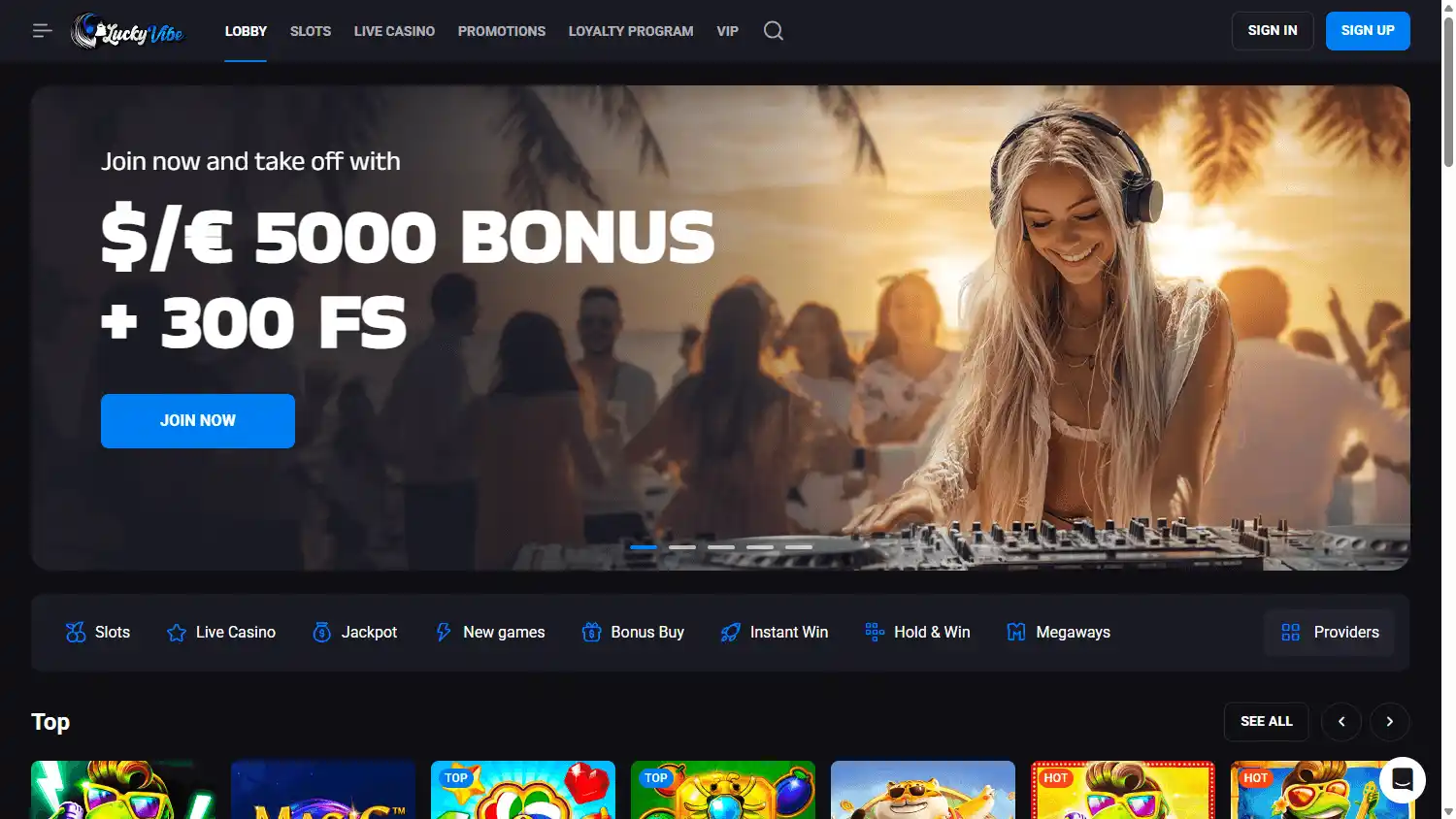 LuckyVibe Casino screenshot 1