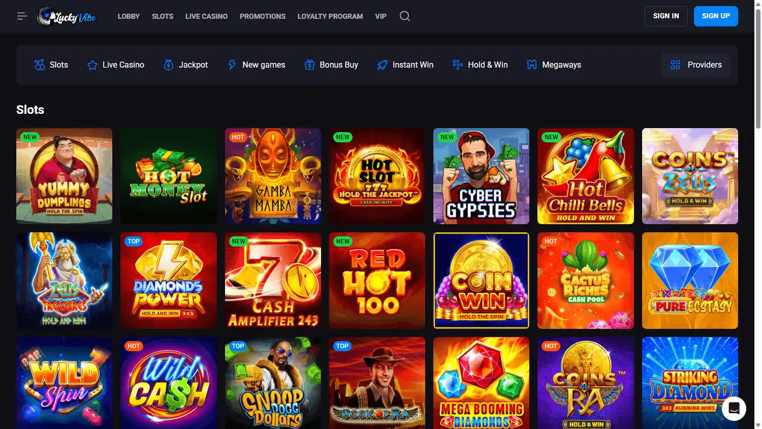 LuckyVibe Casino screenshot 2