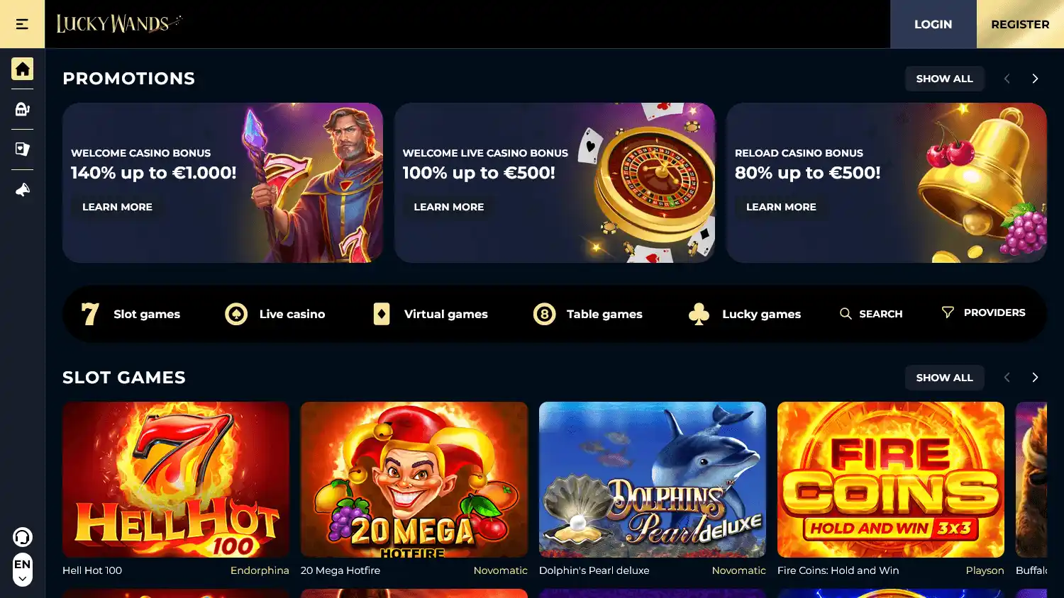 Lucky Wands Casino screenshot 1