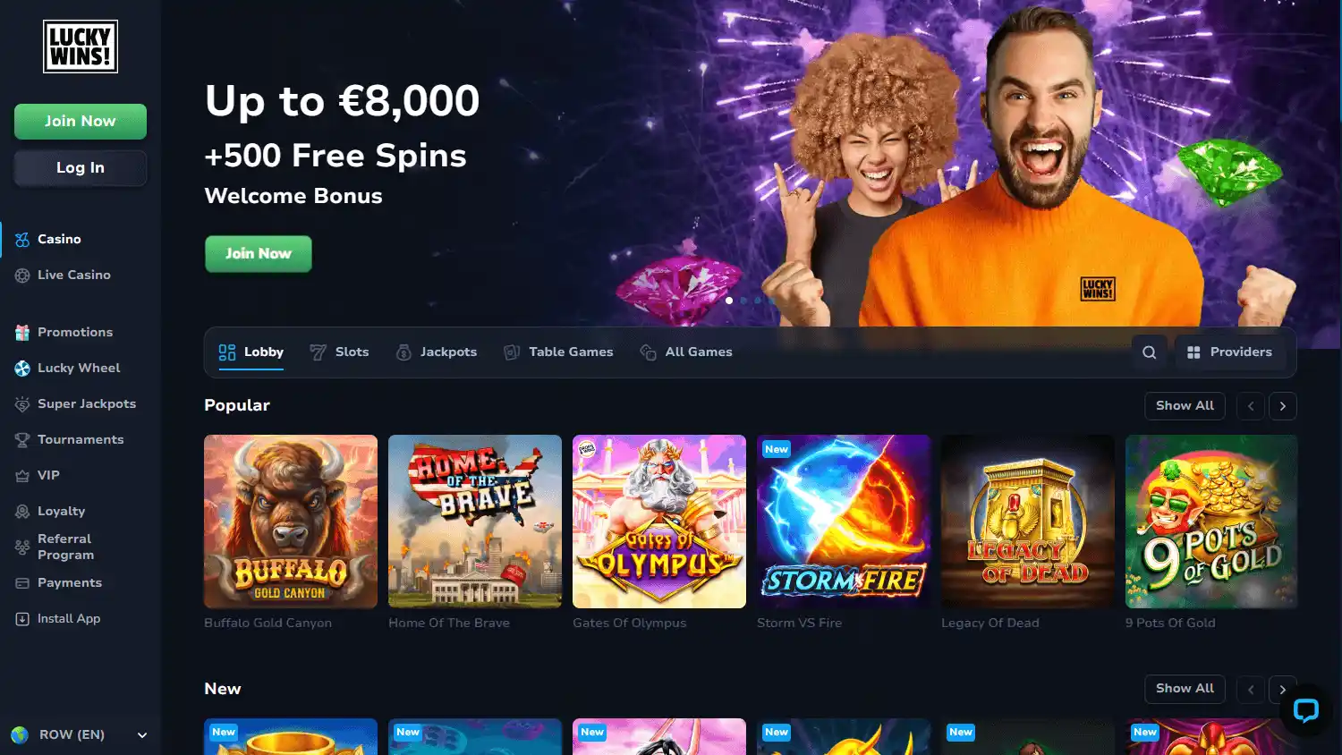 LuckyWins! Casino screenshot 1
