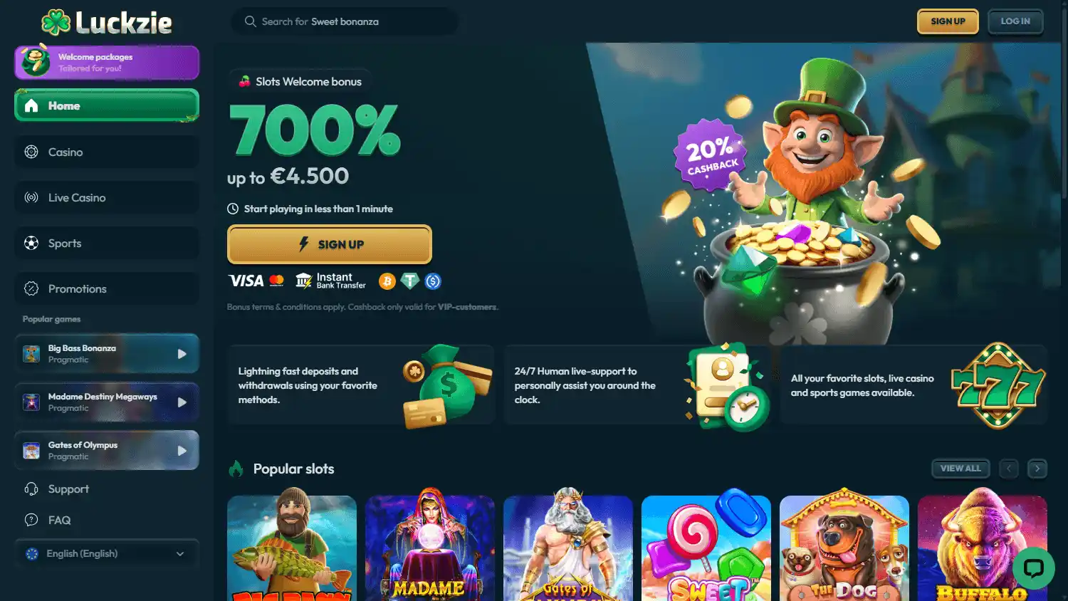 Luckzie Casino screenshot 1