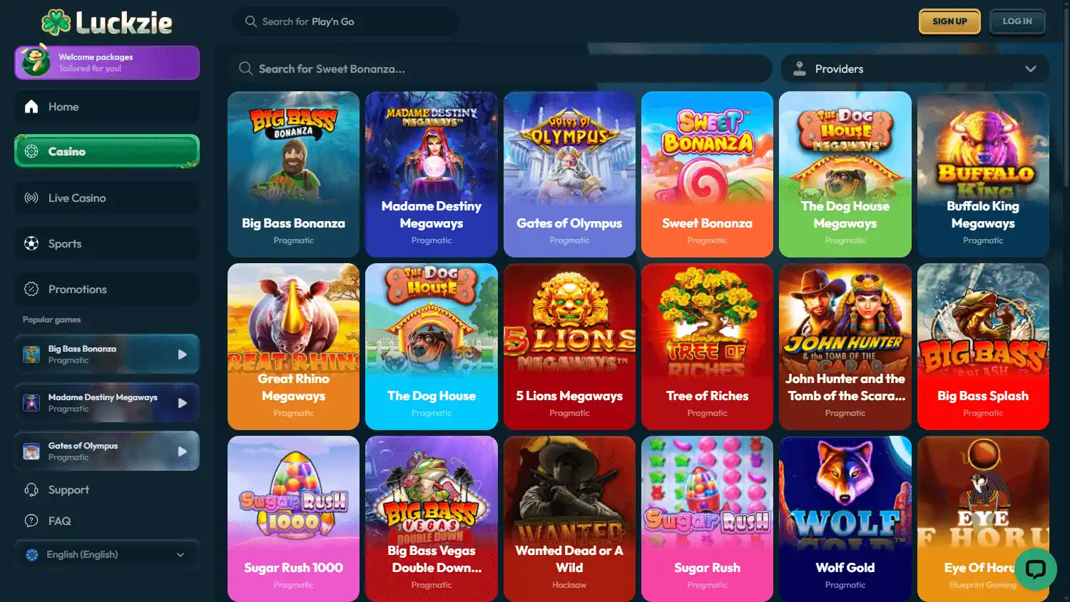 Luckzie Casino screenshot 2