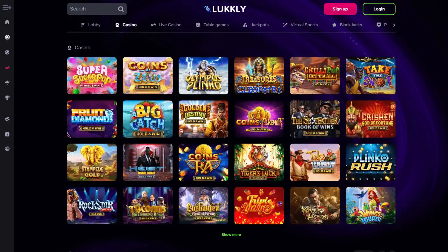 Lukkly Casino screenshot 2