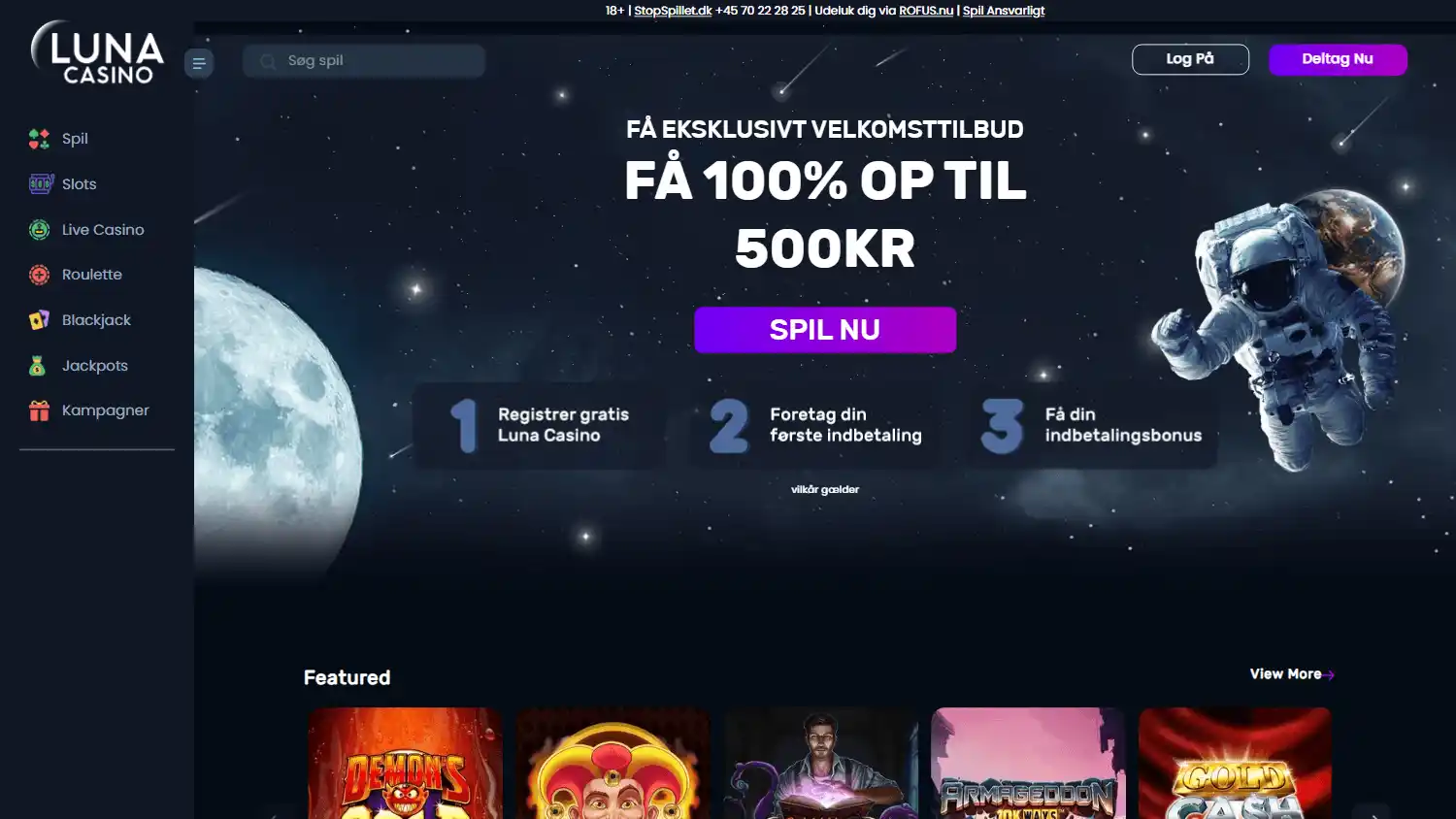 Luna Casino DK screenshot 1