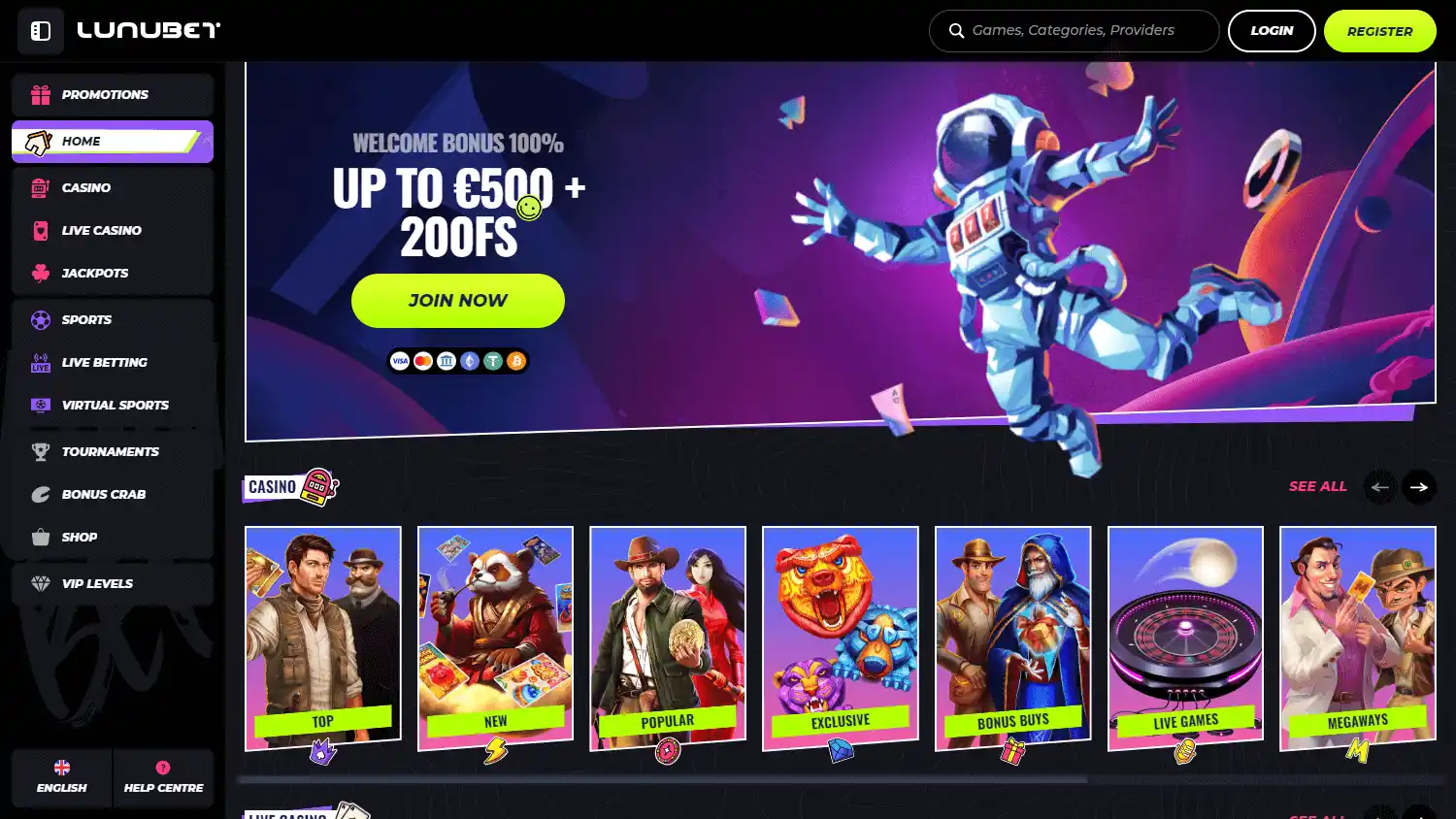 LunuBet Casino screenshot 1