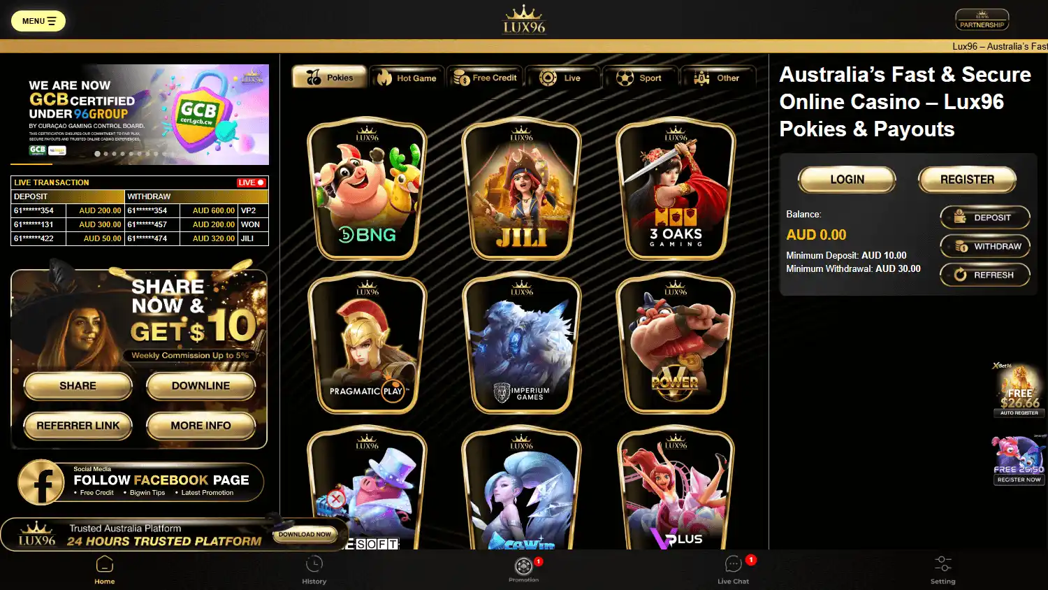 LUX96 Casino screenshot 1