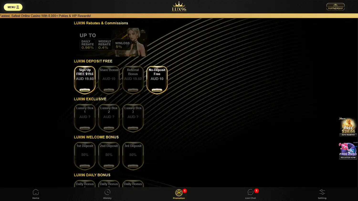 LUX96 Casino screenshot 2