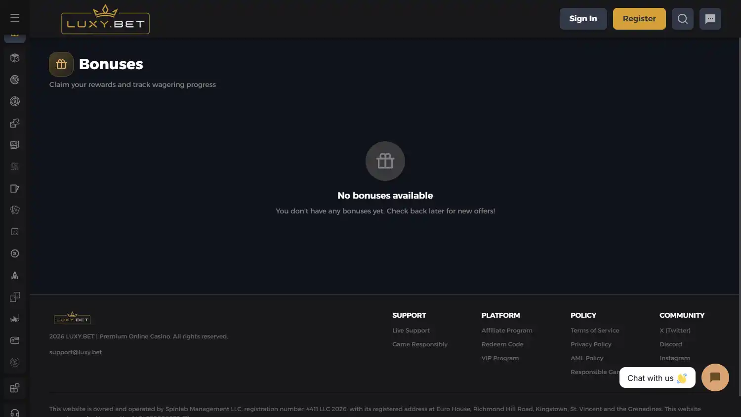 Luxy.bet Casino screenshot 3
