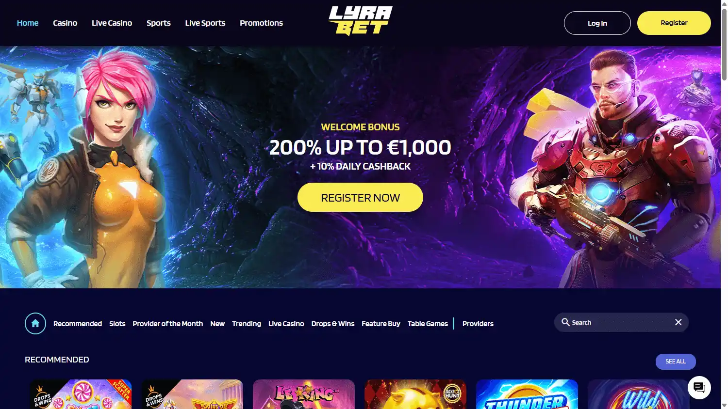 LyraBet Casino screenshot 1