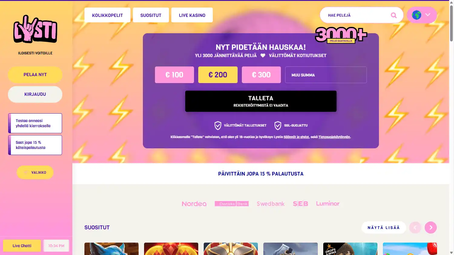 Lysti Casino screenshot 1