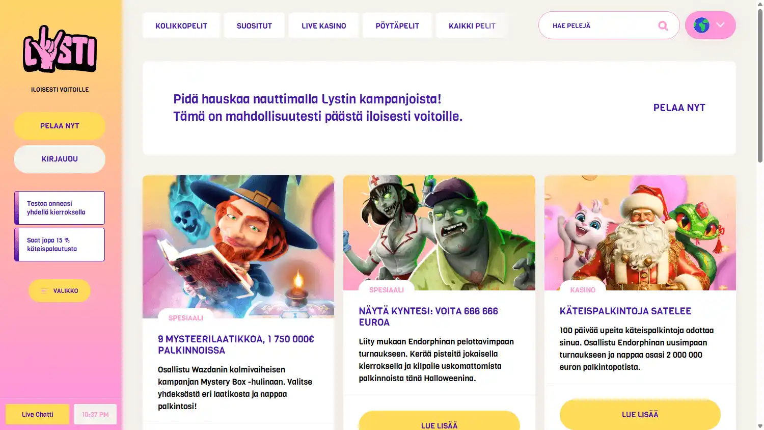 Lysti Casino screenshot 3