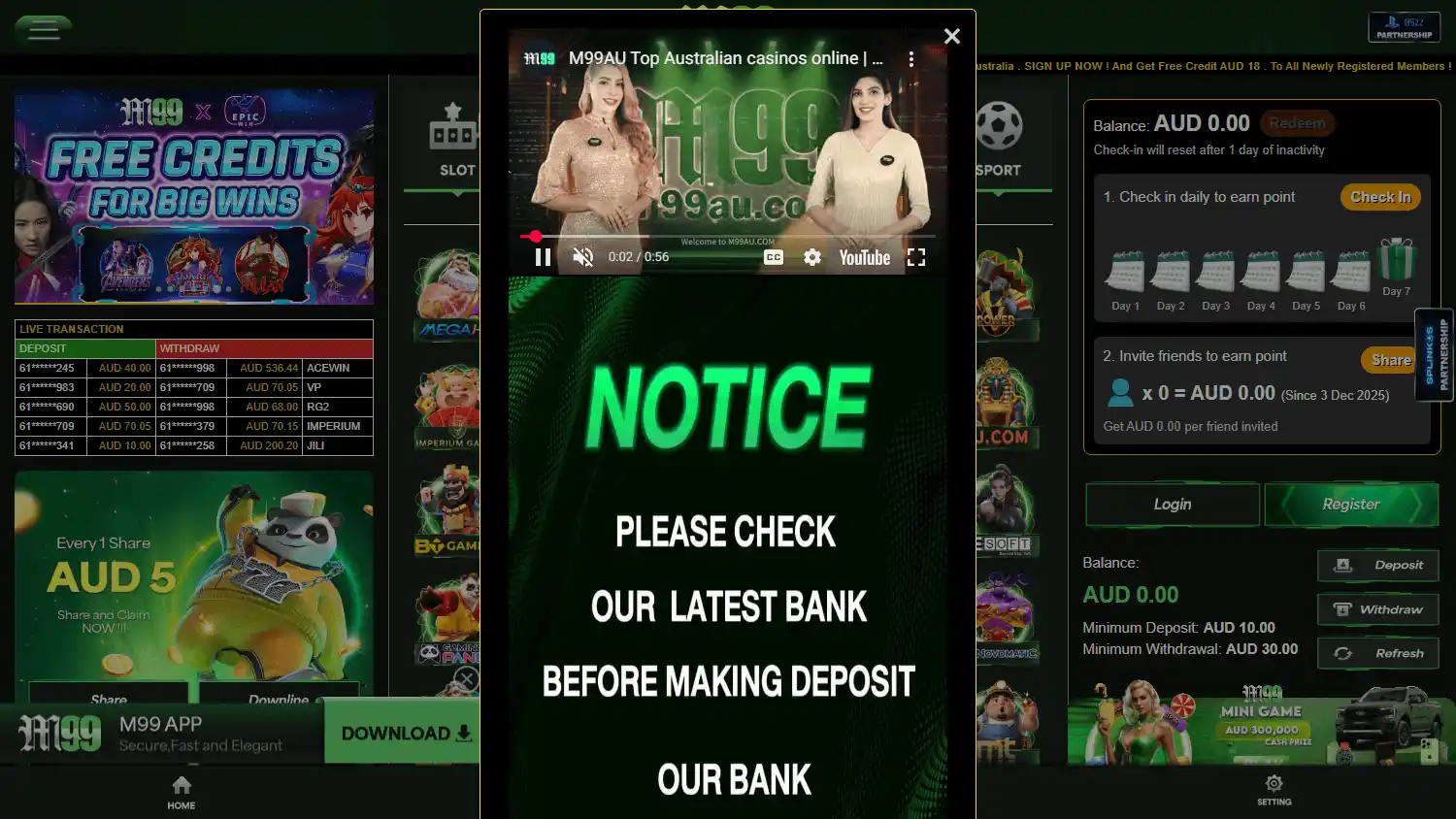 M99 Casino screenshot 1