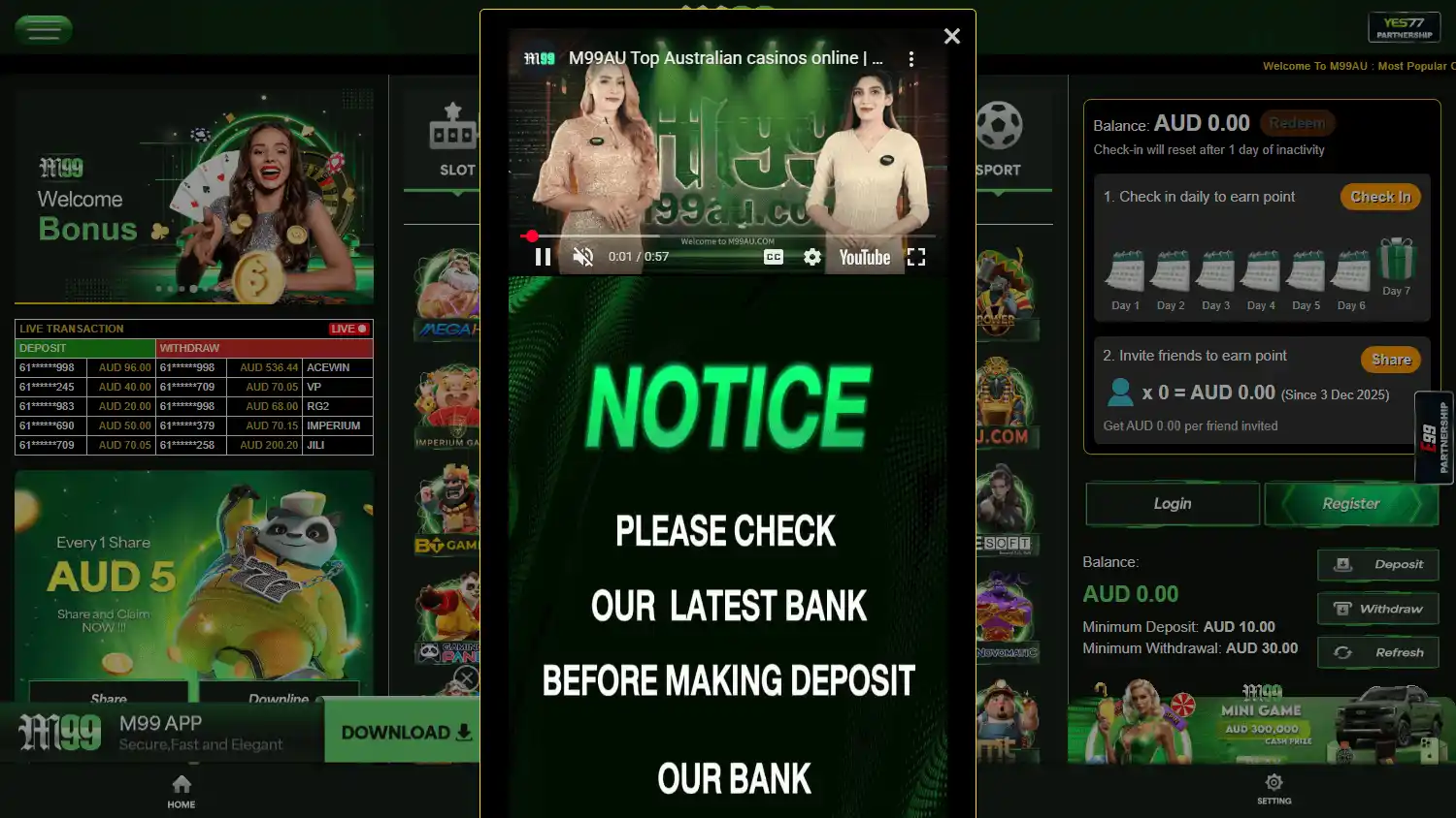 M99 Casino screenshot 2