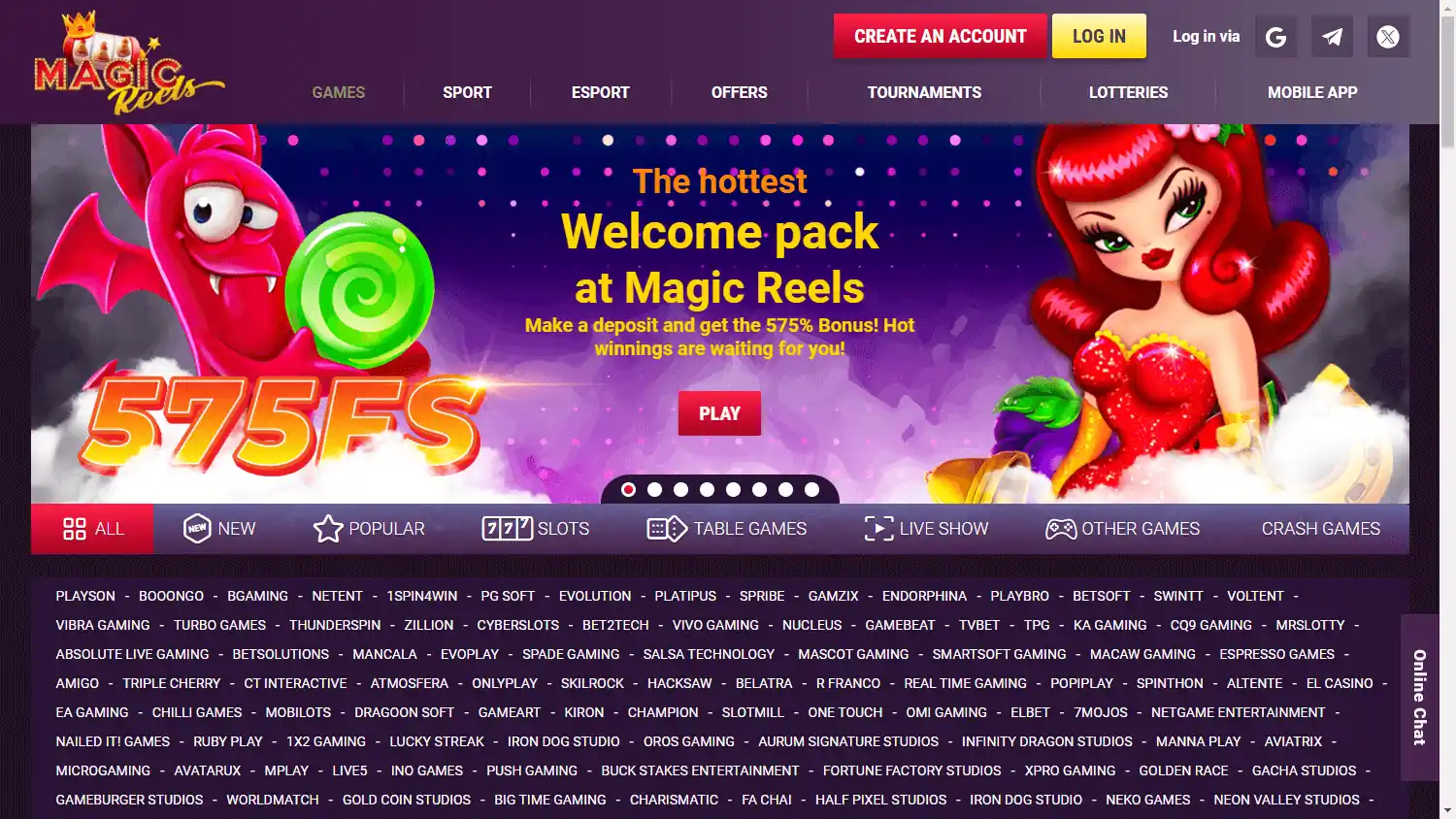 Magic Reels Casino screenshot 2