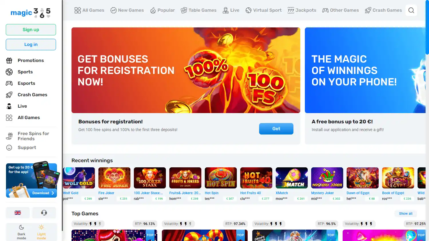 Magic365 Casino screenshot 1