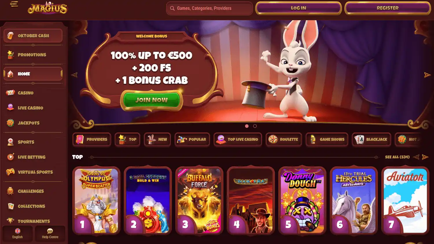 Magius Casino screenshot 1