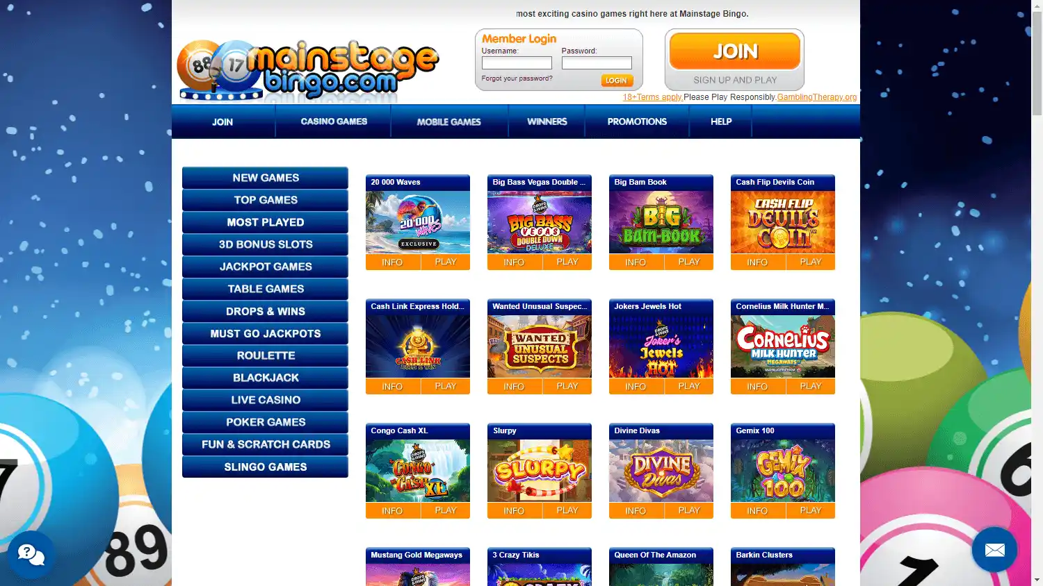 Mainstage Bingo Casino screenshot 2