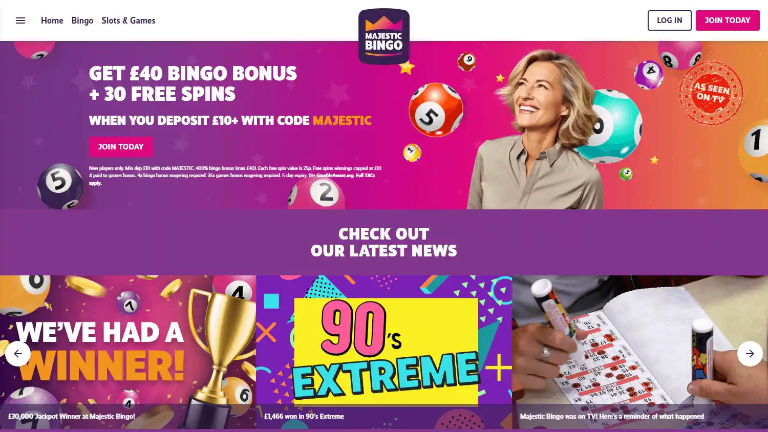 Majestic Bingo Casino screenshot 1