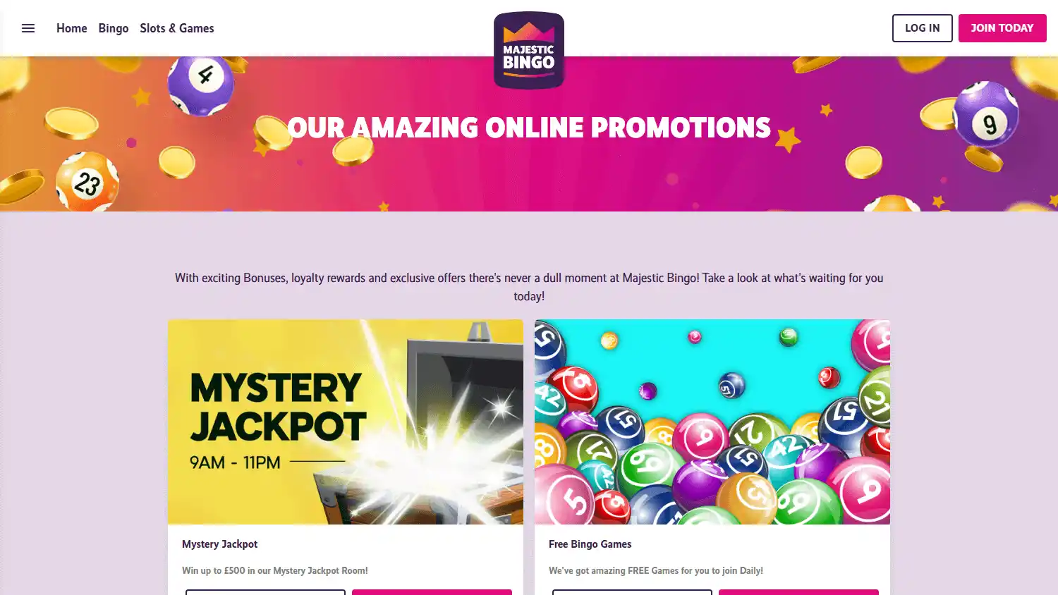 Majestic Bingo Casino screenshot 3