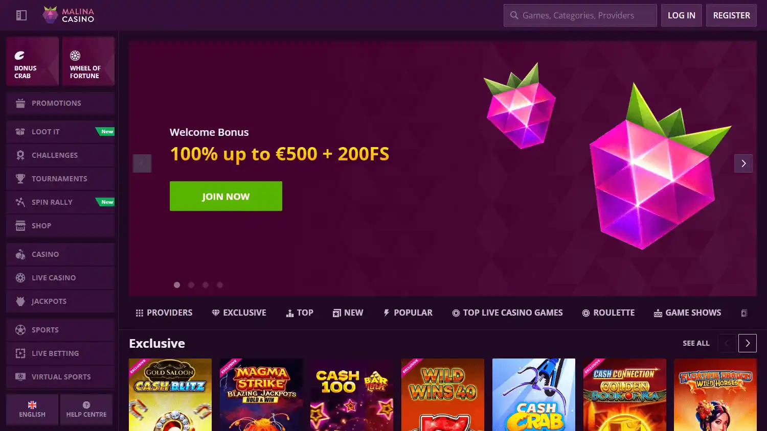Malina Casino screenshot 1