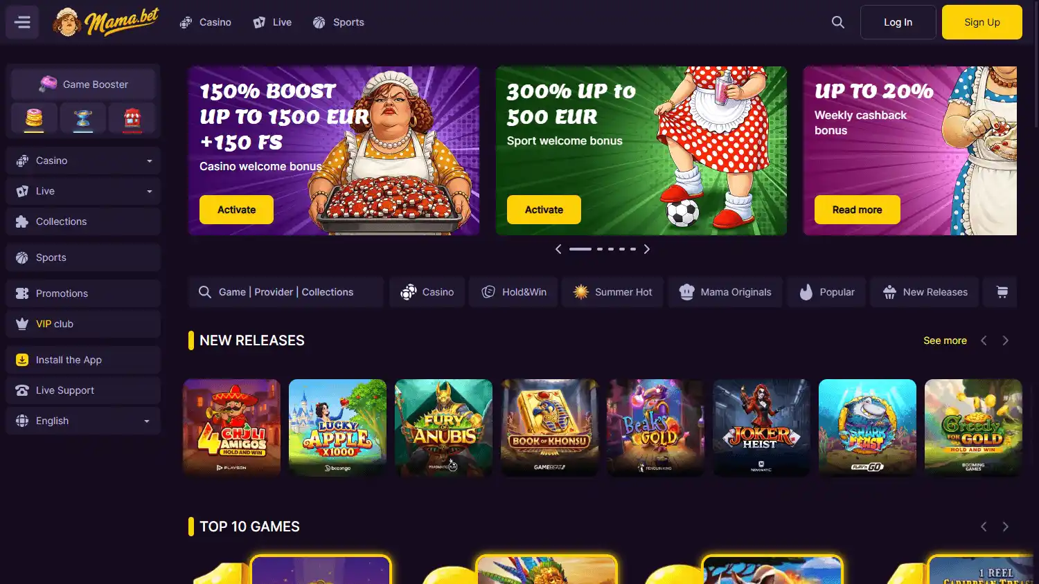 Mama.bet Casino screenshot 1