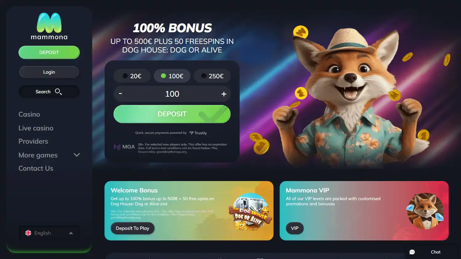 Mammonakasino Casino screenshot 1