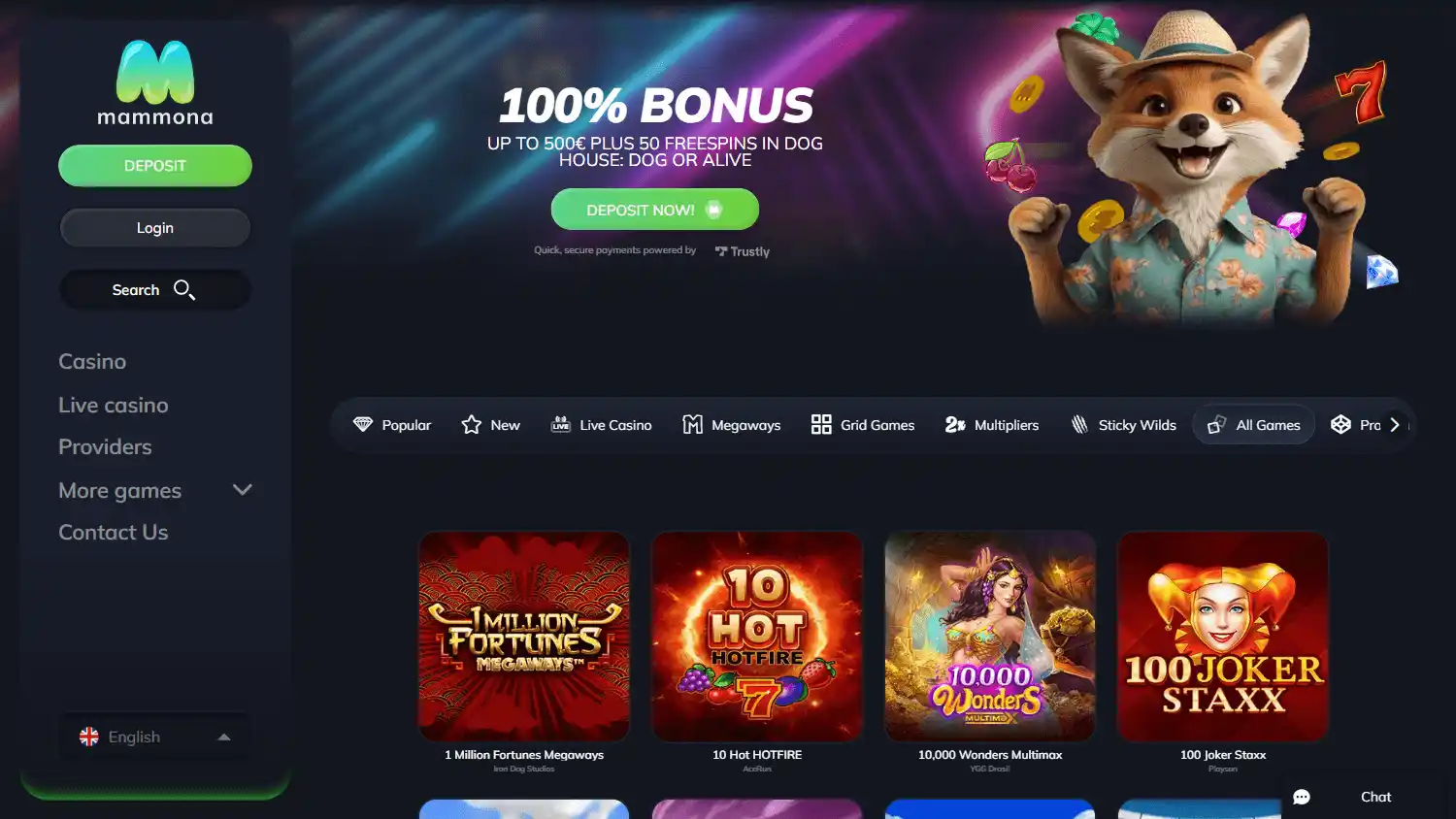 Mammonakasino Casino screenshot 2