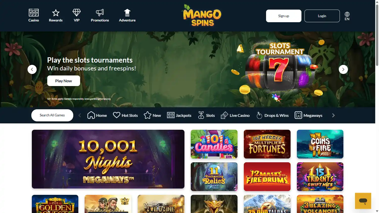 Mango Spins Casino screenshot 2