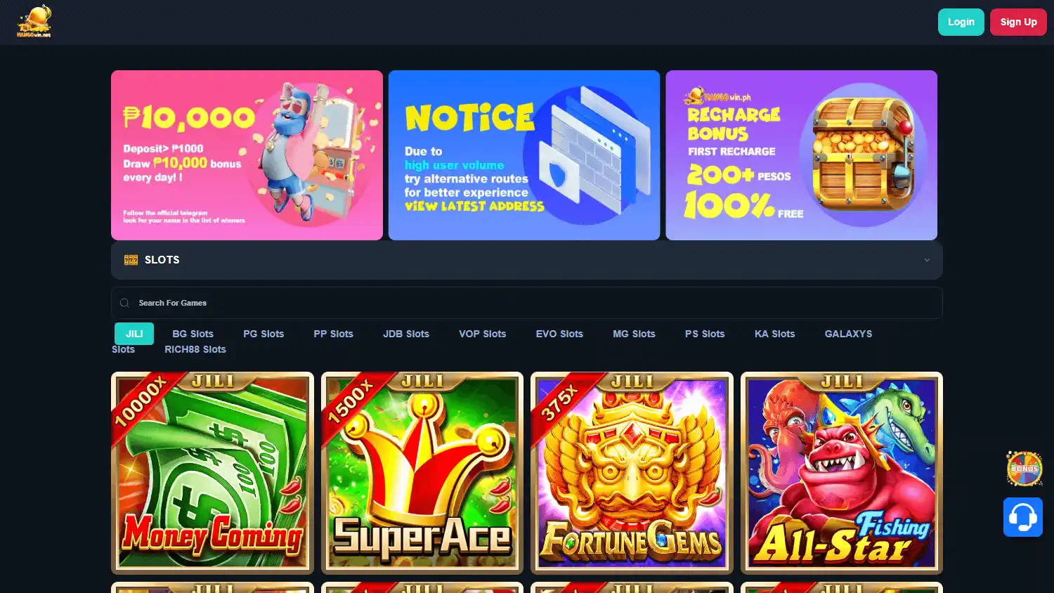 Mangowin Casino screenshot 2