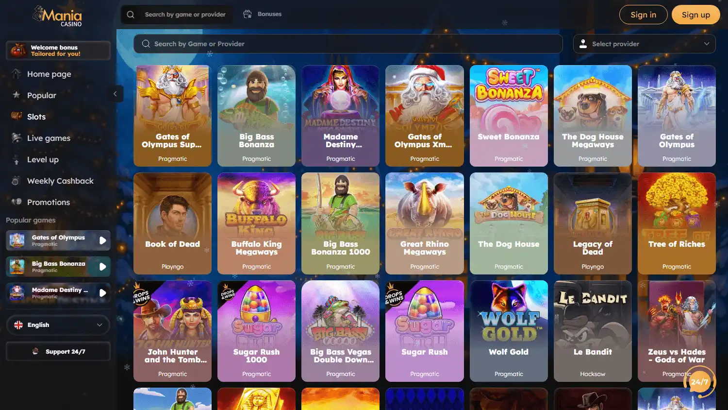Mania Casino screenshot 2