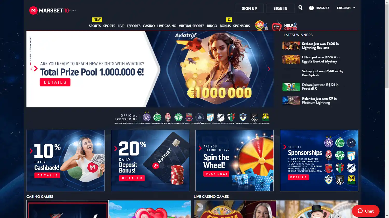 Marsbet Casino screenshot 1