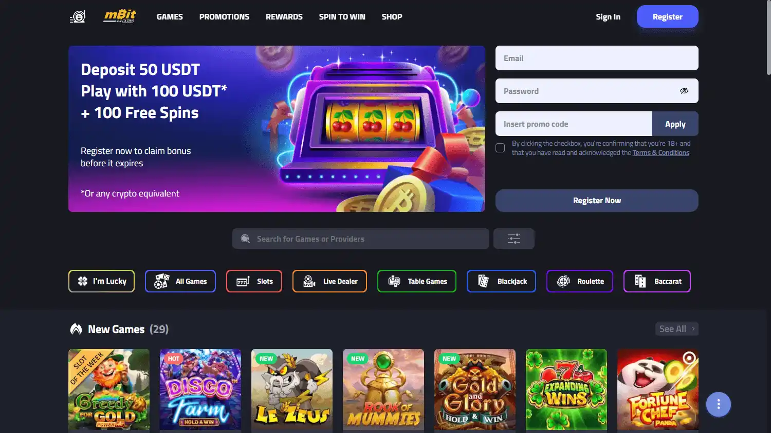 mBitCasino screenshot 1