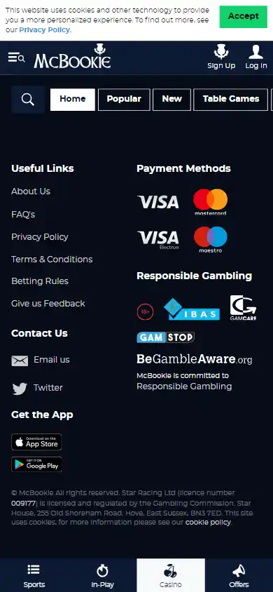 McBookie Casino screenshot 4