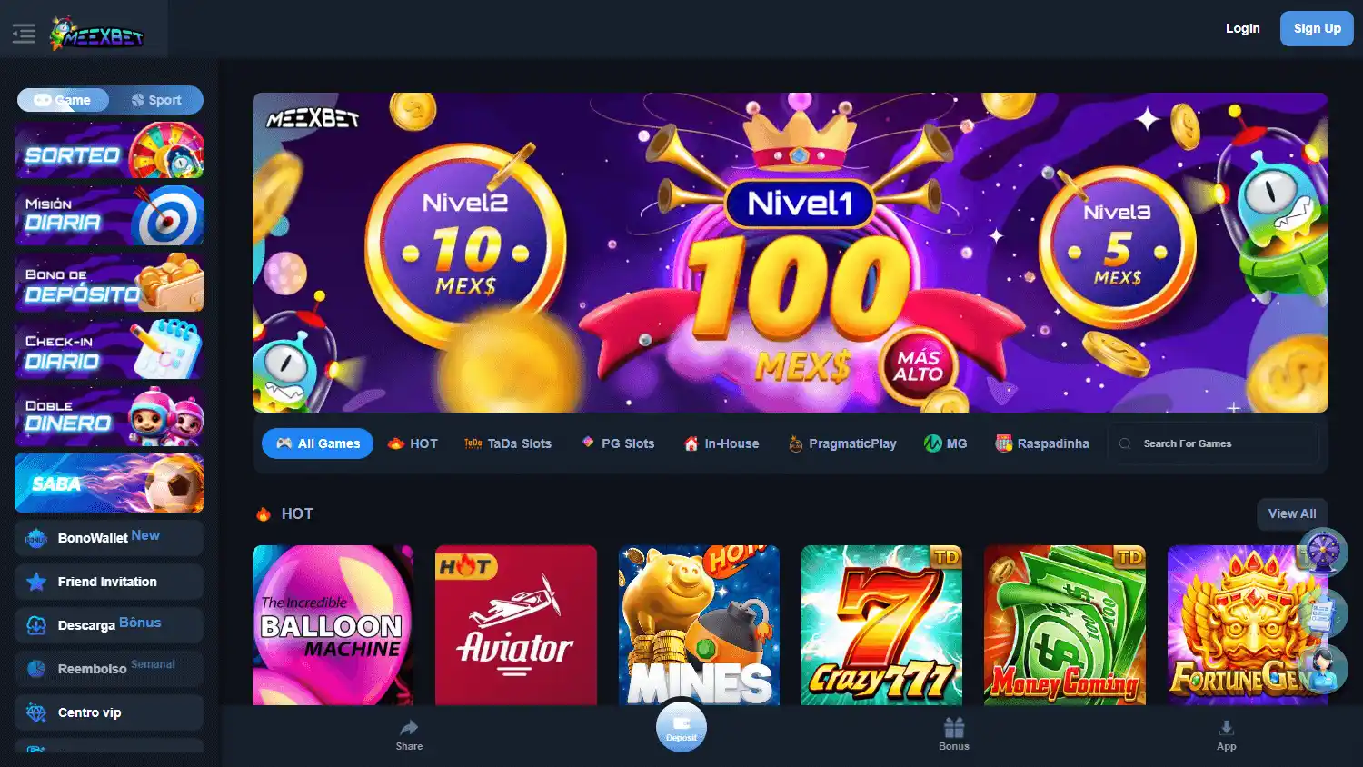 MEEXBET Casino screenshot 1