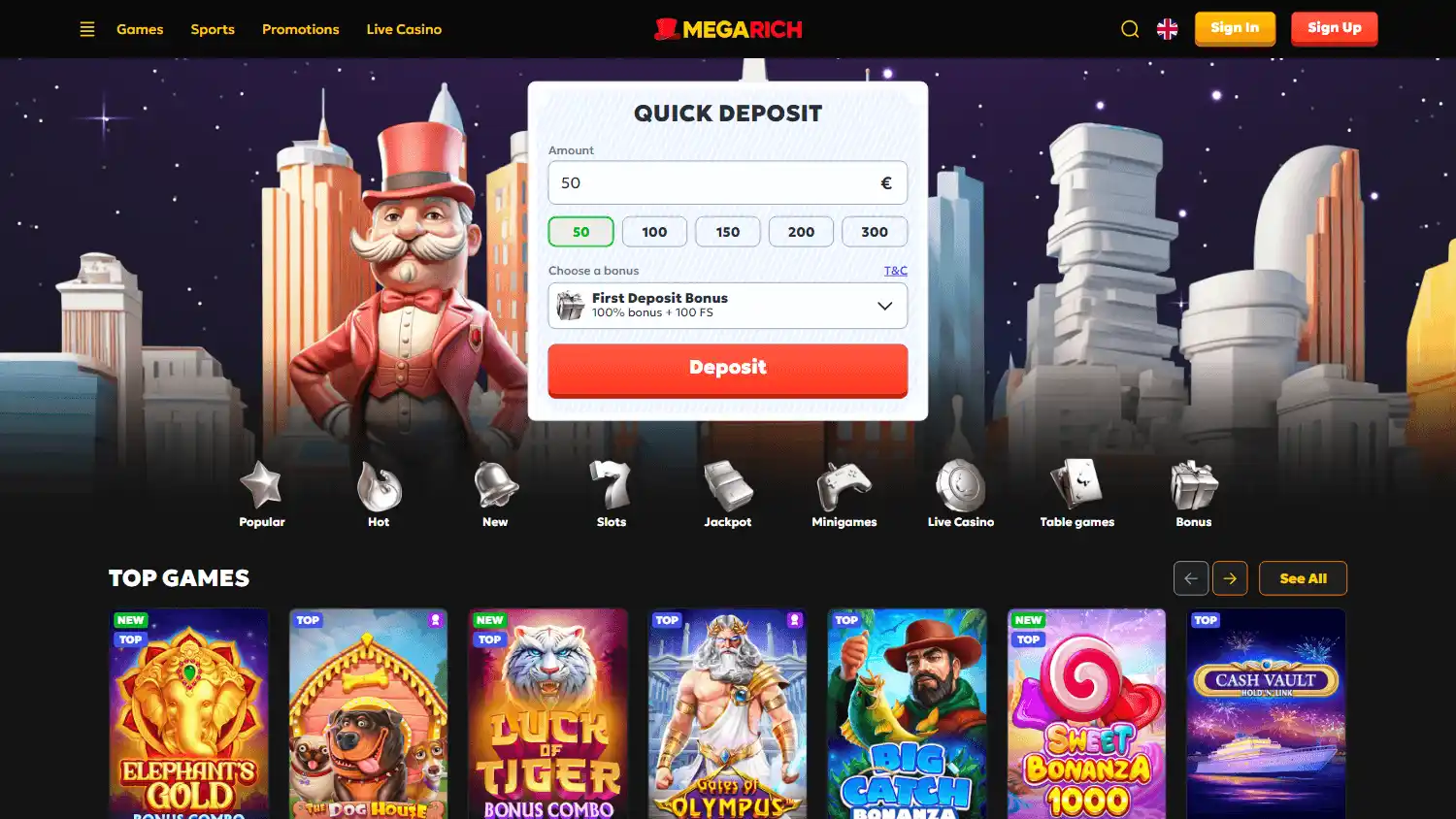 Megarich Casino screenshot 1