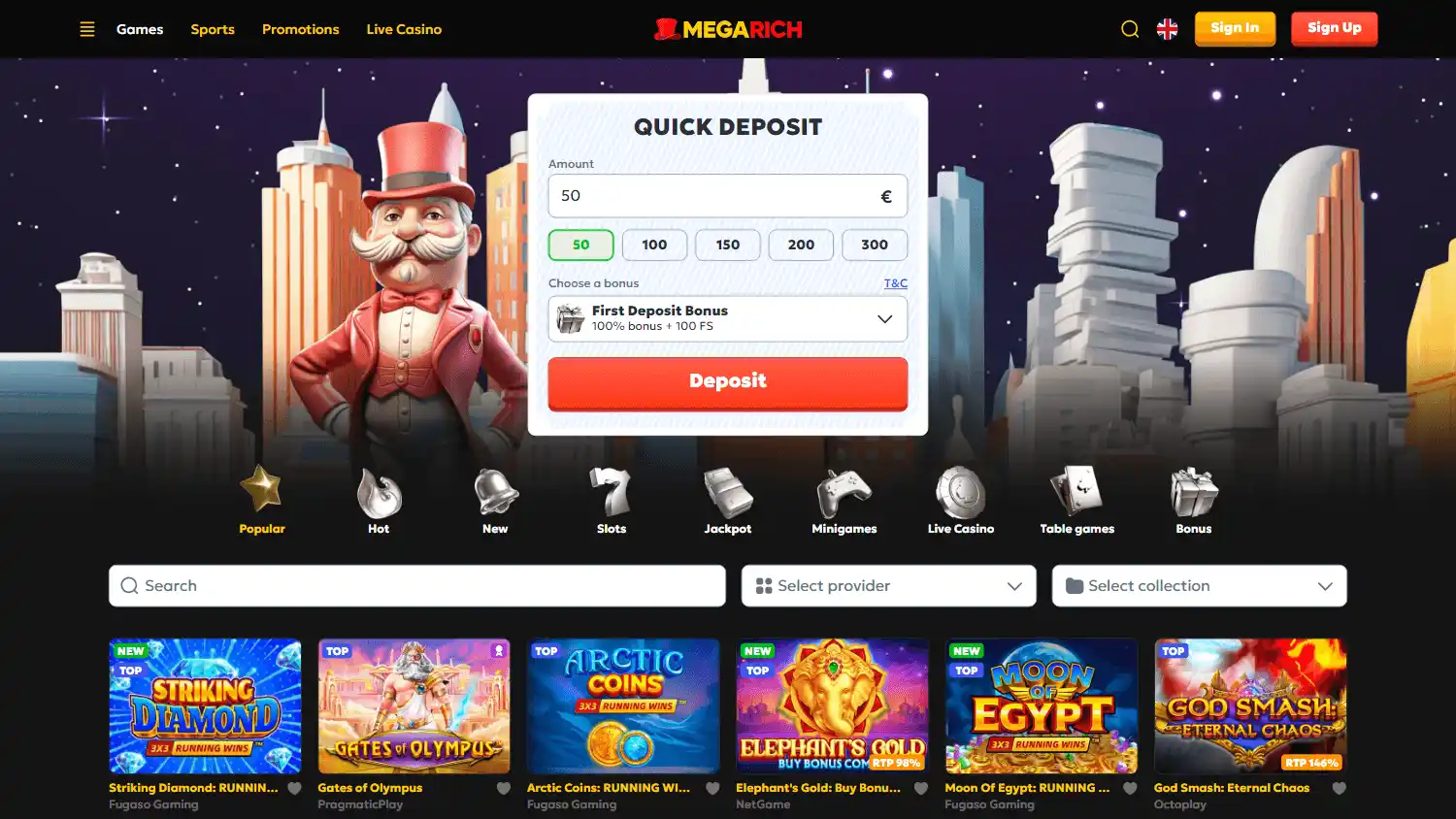 Megarich Casino screenshot 2
