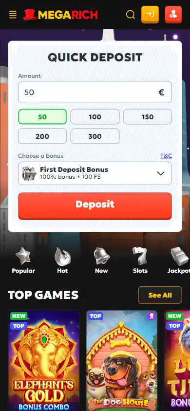 Megarich Casino screenshot 4