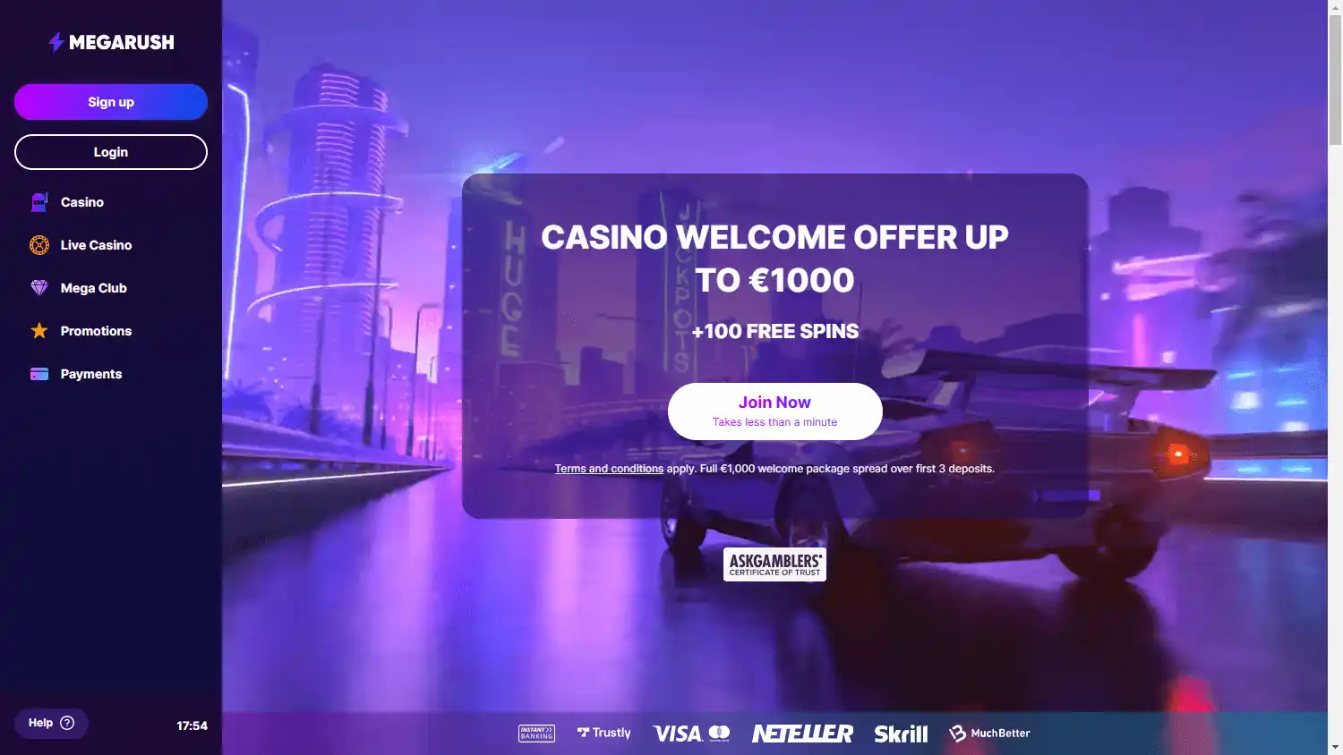 MegaRush Casino screenshot 1