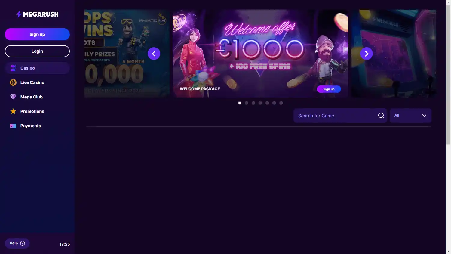 MegaRush Casino screenshot 2
