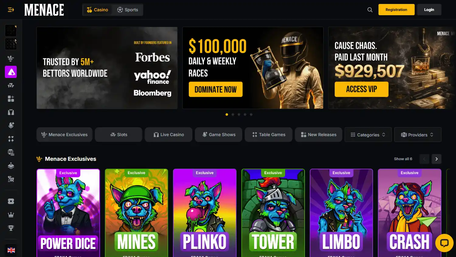 MENACE.com Casino screenshot 1