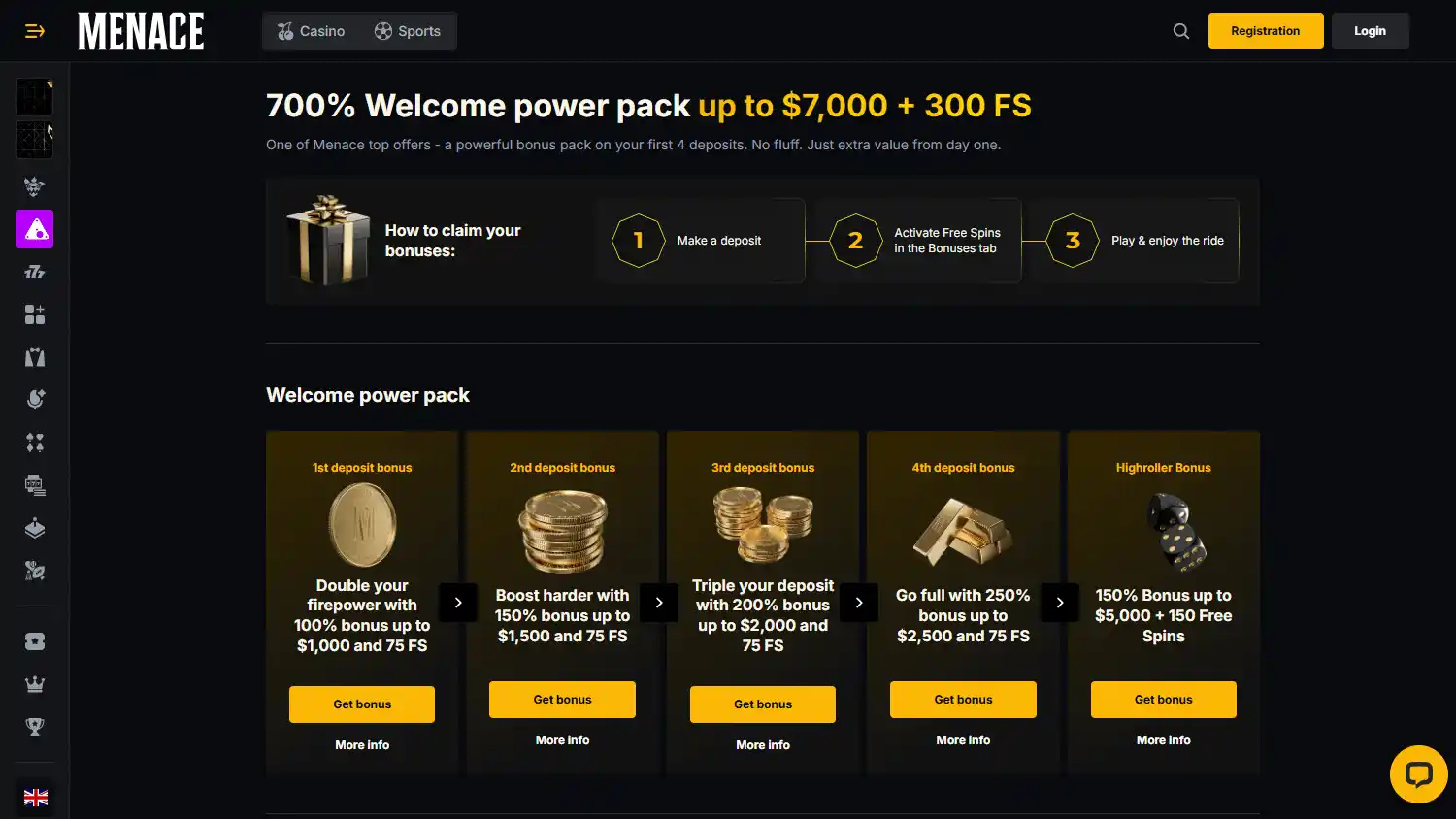 MENACE.com Casino screenshot 3