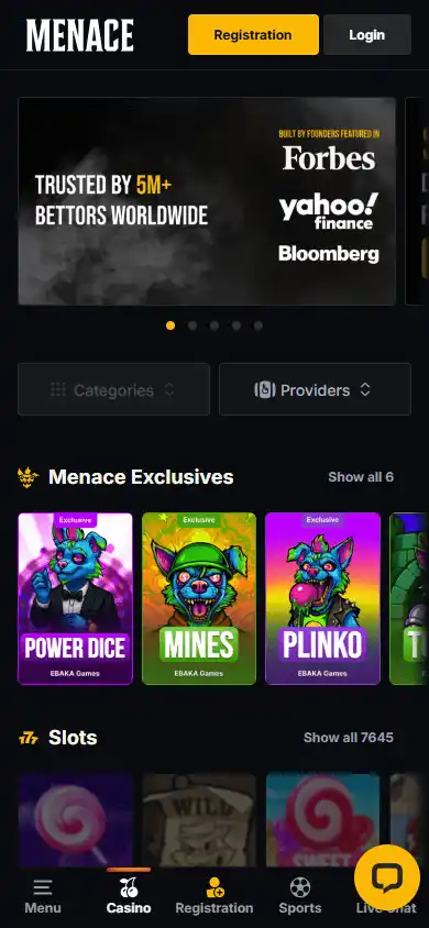 MENACE.com Casino screenshot 4