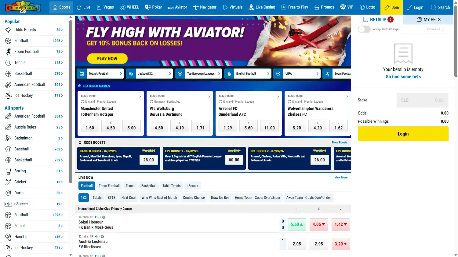 Mercury International Casino screenshot 1