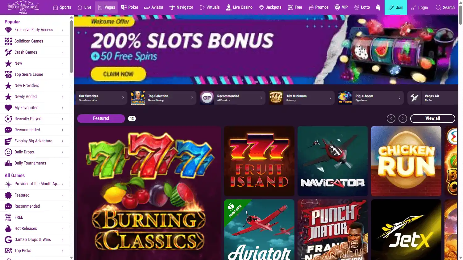 Mercury International Casino screenshot 2