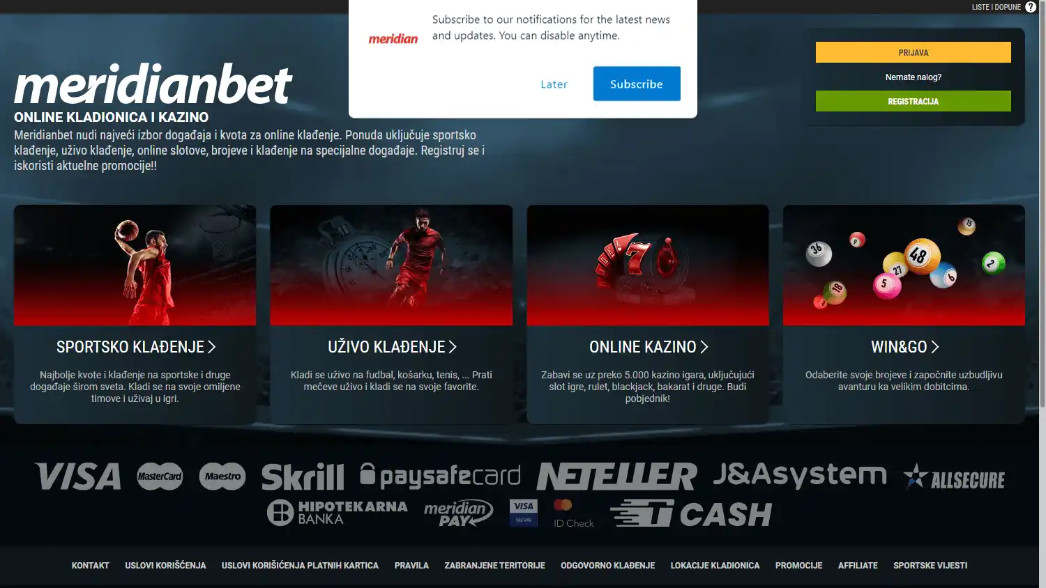 Meridianbet Casino screenshot 1