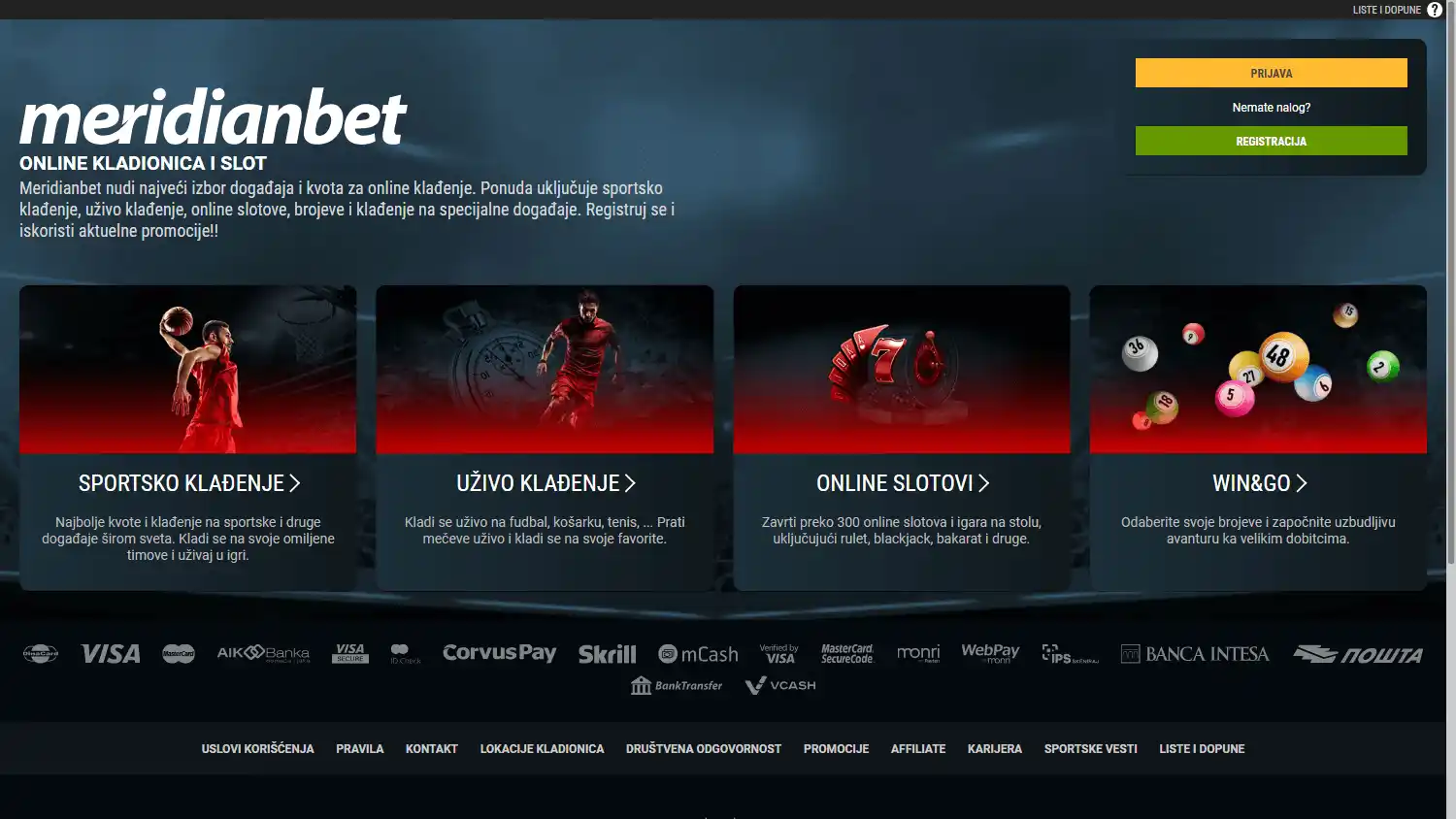 Meridianbet Casino screenshot 1