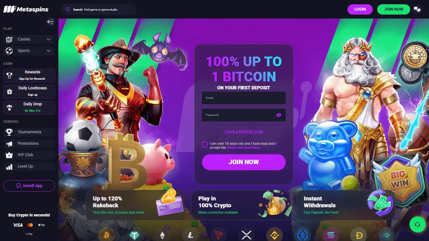 Metaspins Casino screenshot 1
